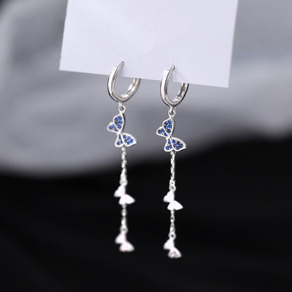 Orecchini farfalla nappa lunga argento 925