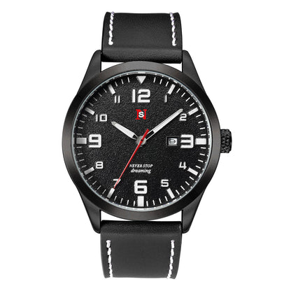Orologio uomo calendario al quarzo cinturino in pelle