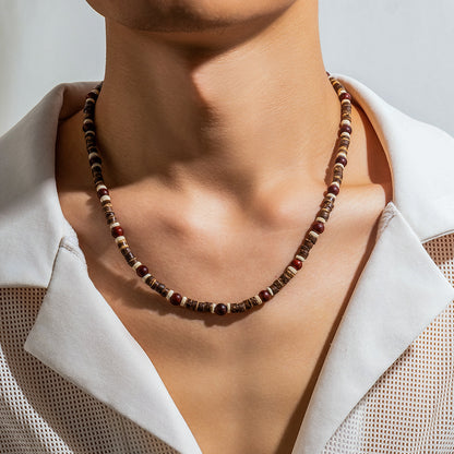 Collana perline legno bohemien