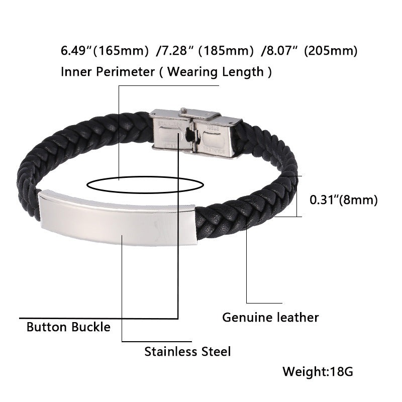 Bracciale pelle intrecciata catena