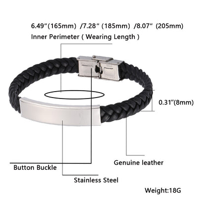 Bracciale pelle intrecciata catena