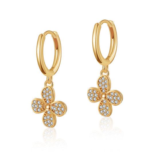 Orecchini clip fiore oro 18K
