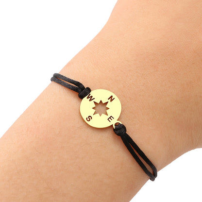 Bracciale corda nera acero