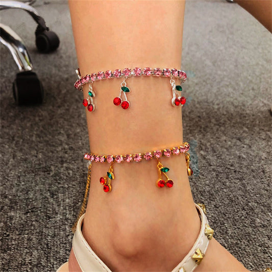 Cavigliera ciliegia strass