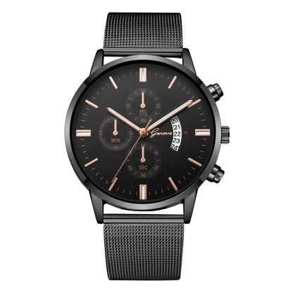 Orologio calendario mesh acciaio