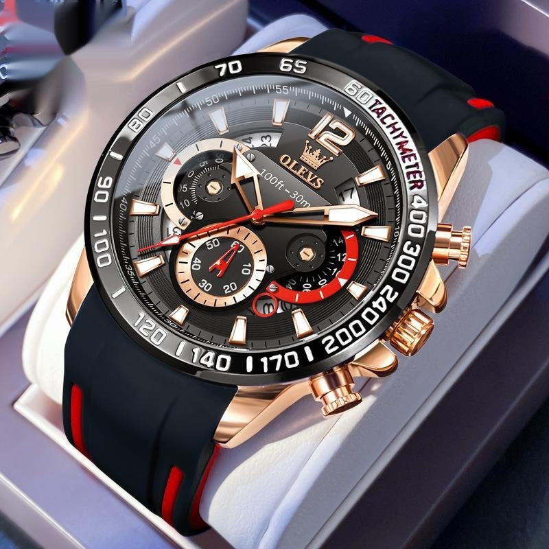 Orologio silicone al quarzo luminoso multifunzione da uomo