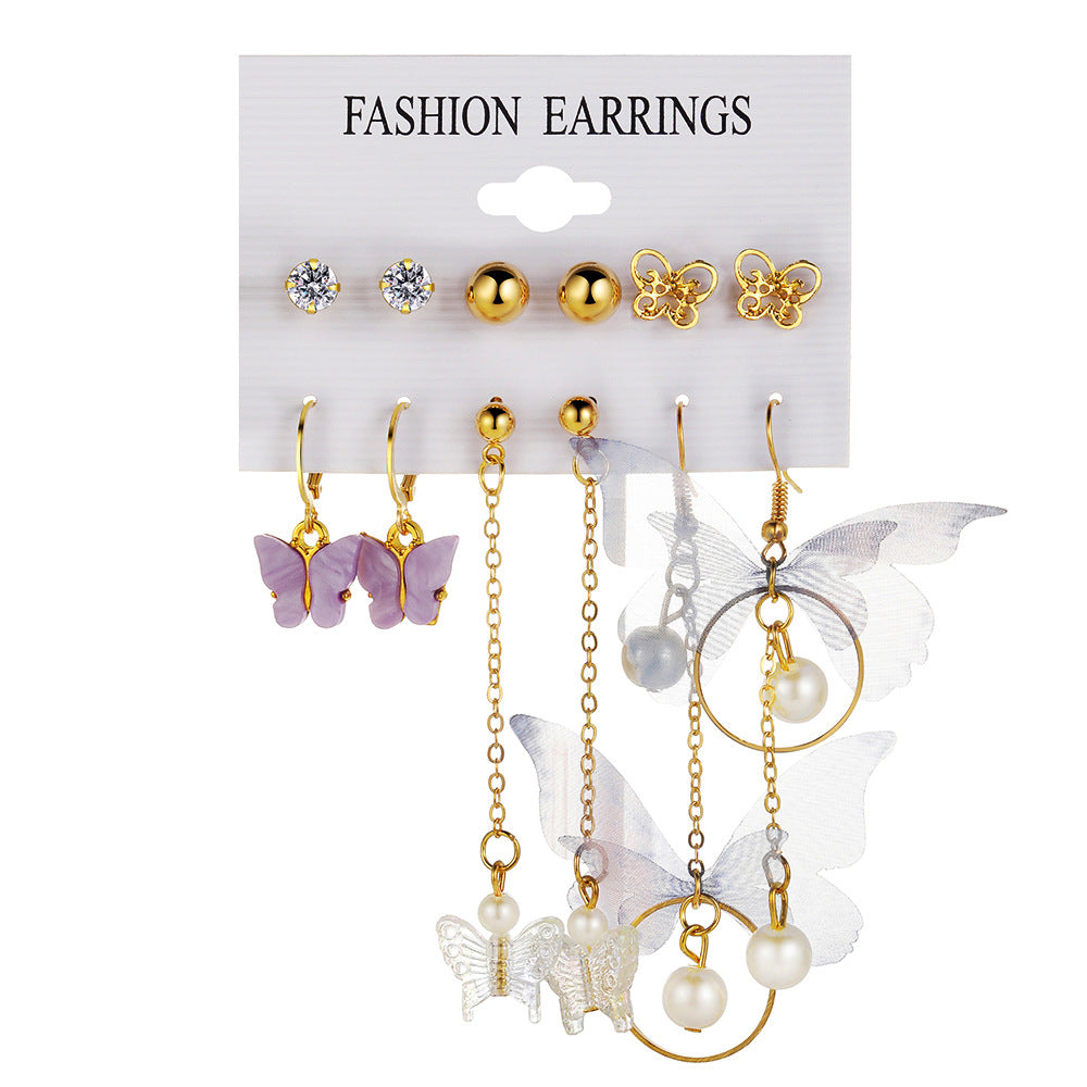 Set orecchini farfalla perla