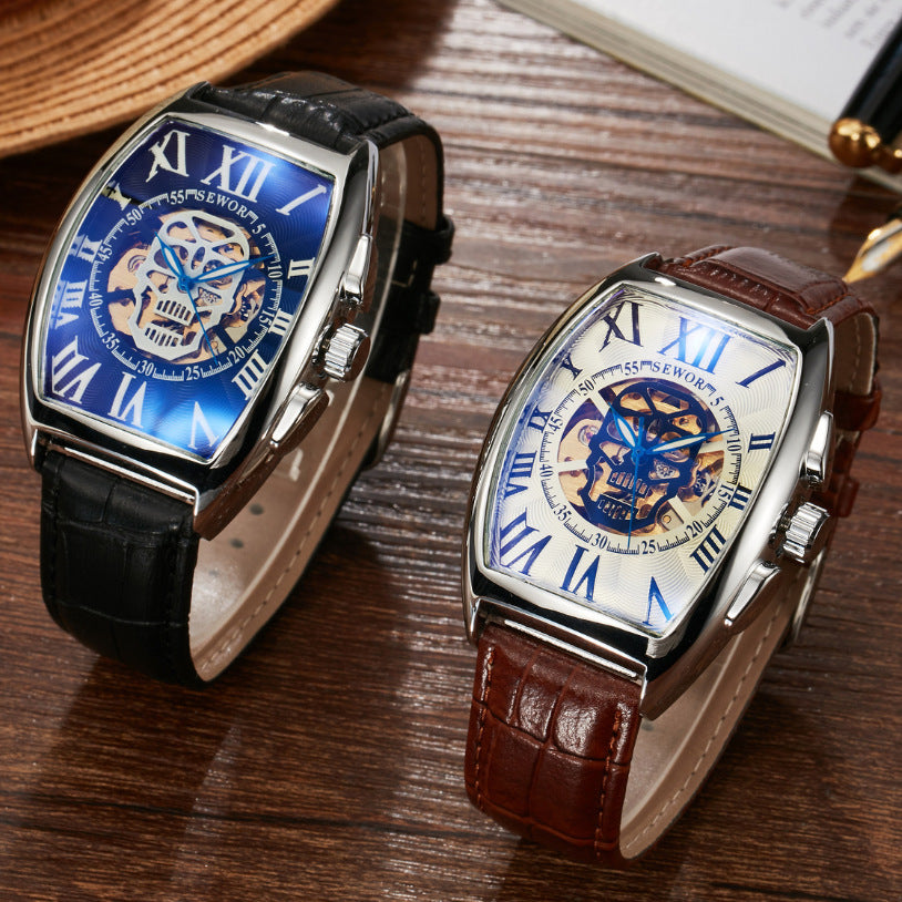 Orologio meccanico trasparente quadrato