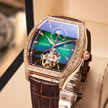 Orologio automatico traforato pelle luminescente