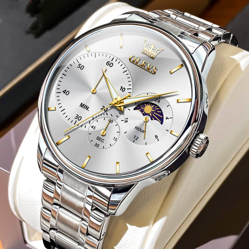 Orologio acciaio multifunzione da uomo impermeabile