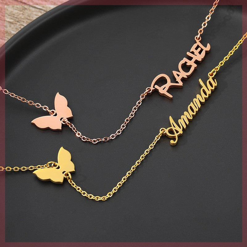 Collana personalizzata cuore e farfalla