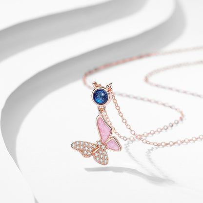 Collana farfalla argento in vetro