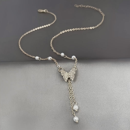 Collana perla e farfalla