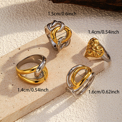 Anello color-block in acciaio