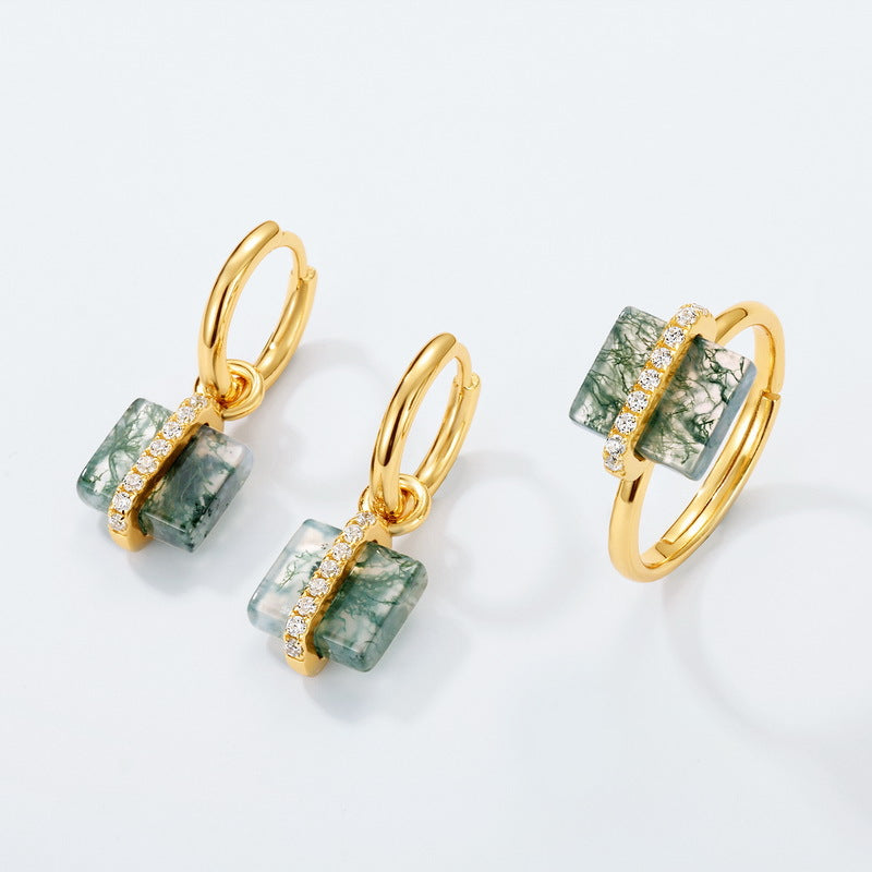 Anello muschio verde argento
