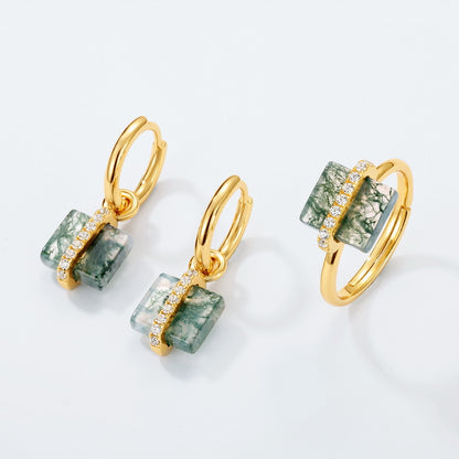 Anello muschio verde argento
