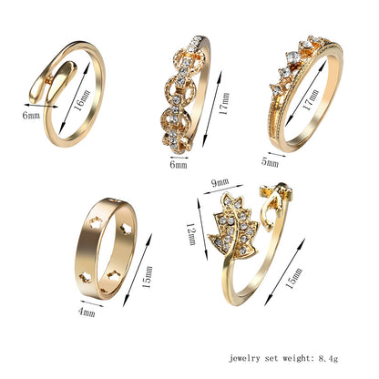 Anello foglie diamantate