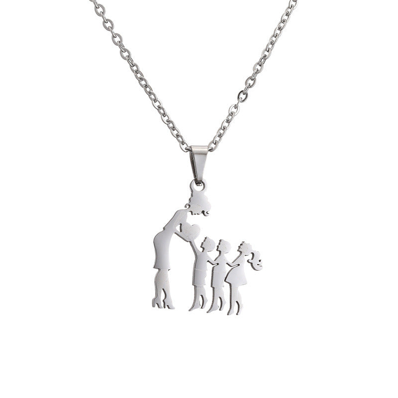 Collana acciaio titanio madre-figlio