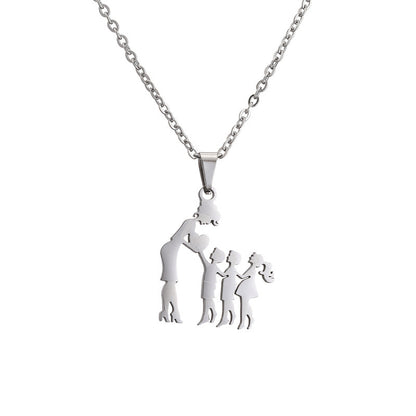 Collana acciaio titanio madre-figlio