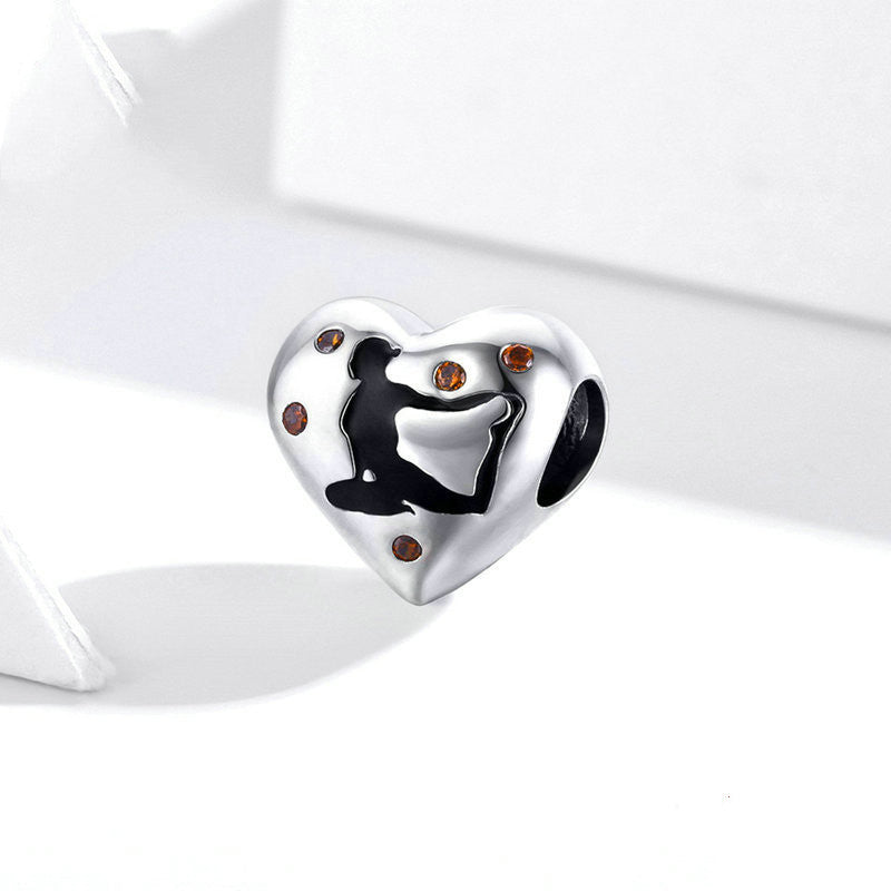 Braccialetto cuore argento con perline