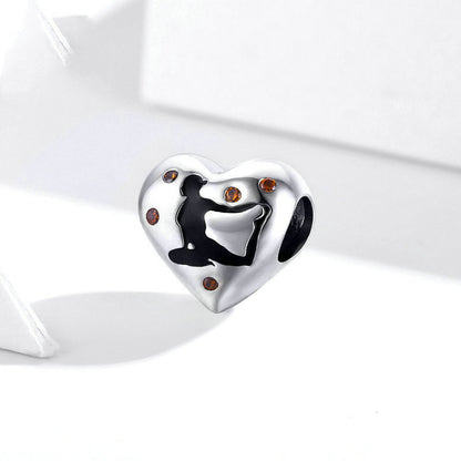 Braccialetto cuore argento con perline