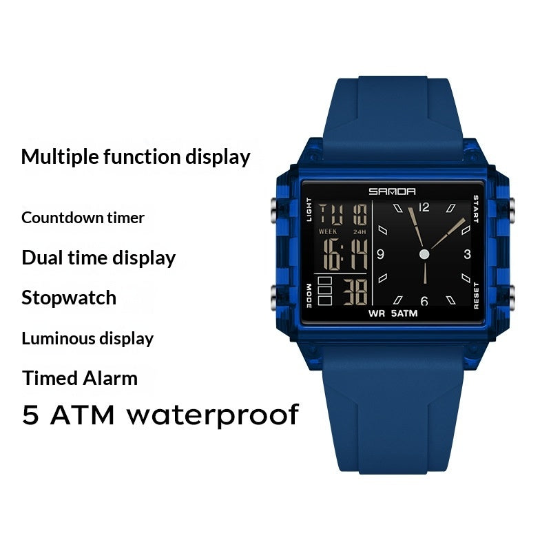 Orologio sportivo quadrato con quadrante grande