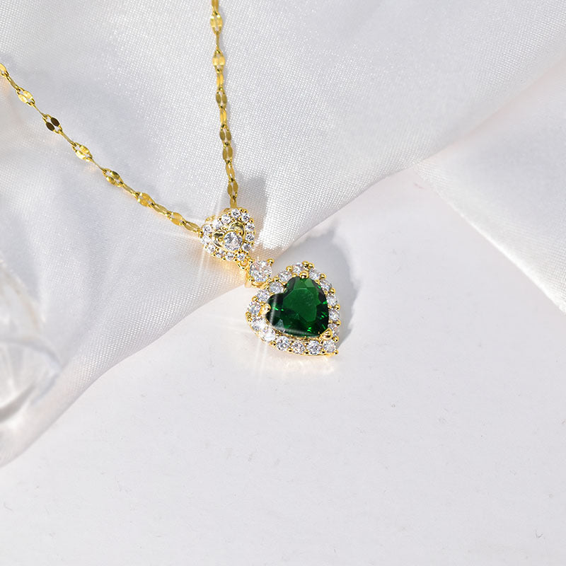 Collana cuore zircone verde