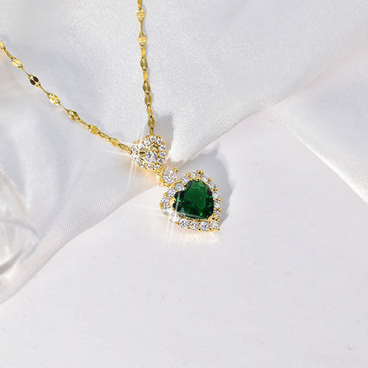 Collana cuore zircone verde