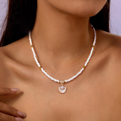 Collana conchiglia e perla stile nautico