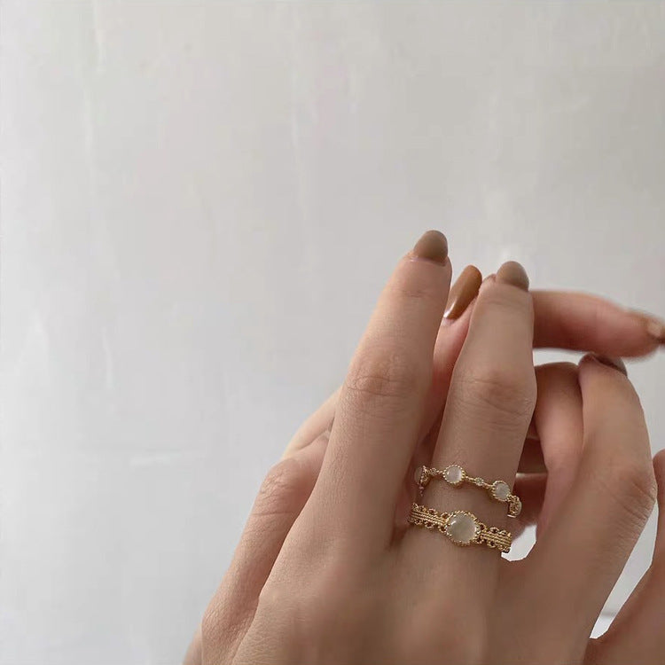 Anello opale fiore pizzo francese retrò