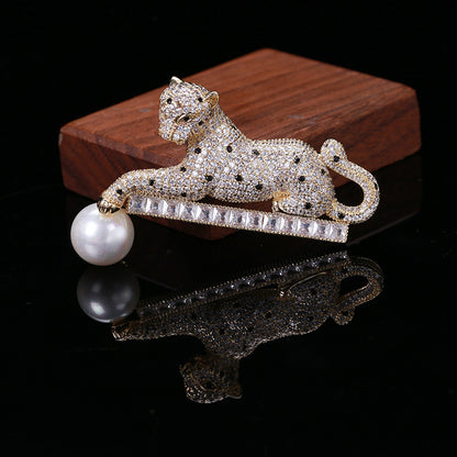 Spilla leopardo rame