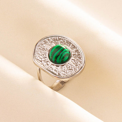 Anello geometrico retrò acciaio inox
