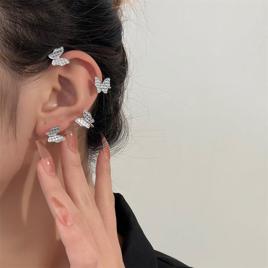 Orecchini farfalla clip con diamante