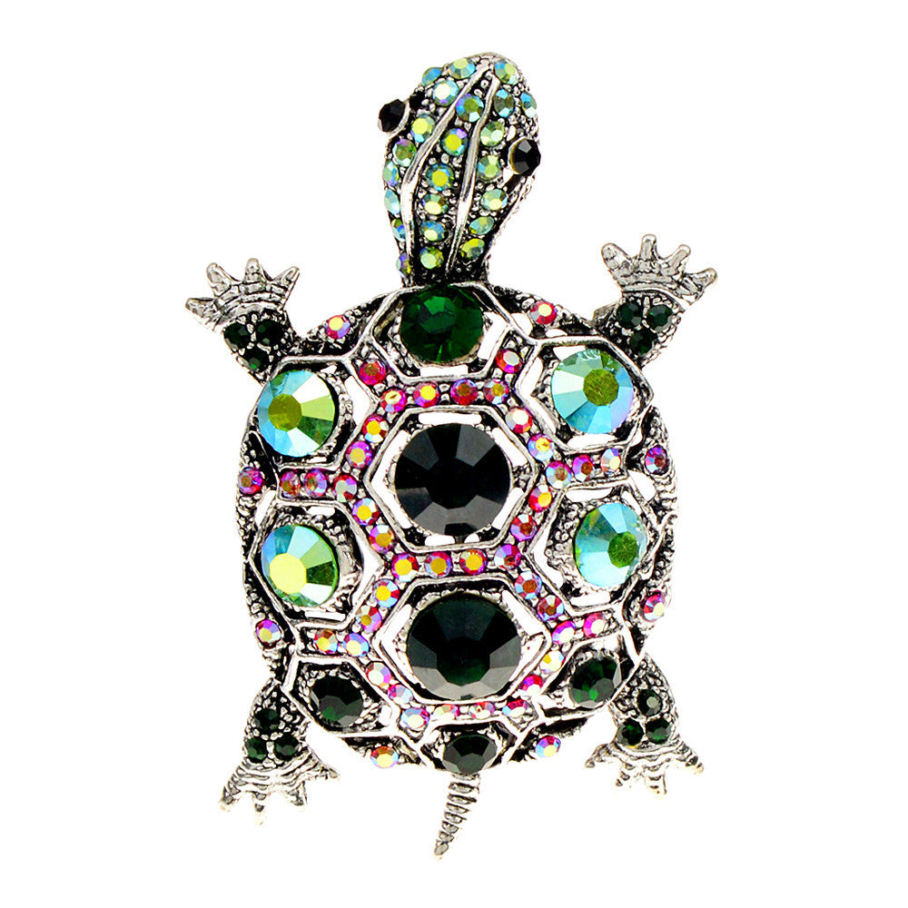 Spilla tartaruga con strass