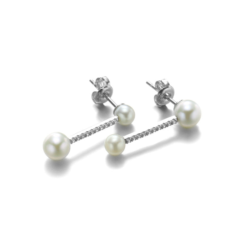 Orecchini perla argento geometrici