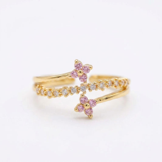 Anello doppio fiore oro