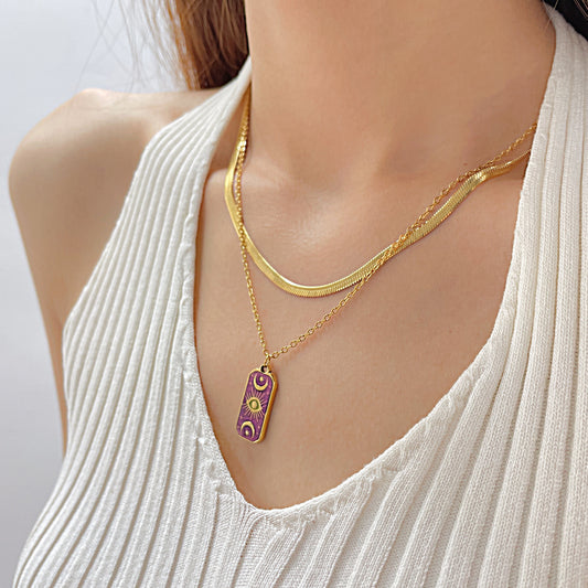 Collana stella e luna in titanio