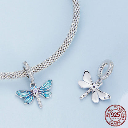 Ciondolo libellula blu argento