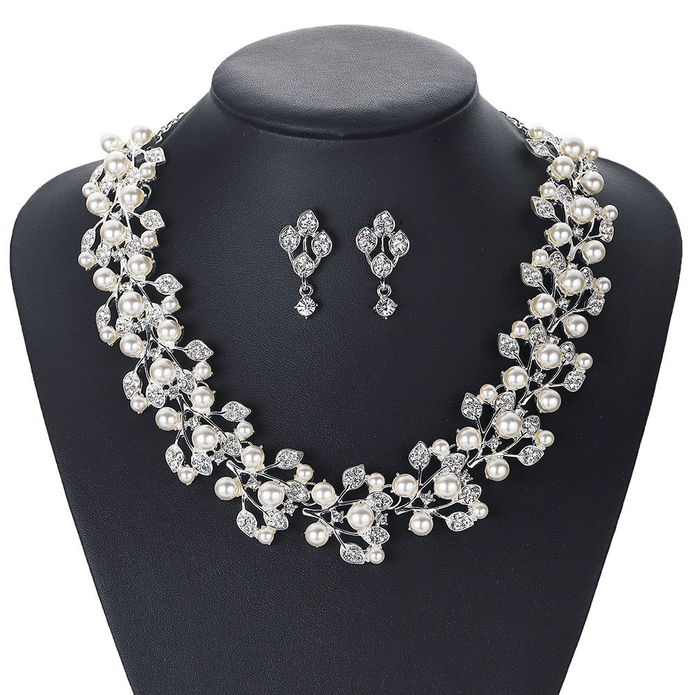 Set gioielli perle a foglia