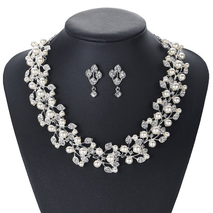 Set gioielli perle a foglia