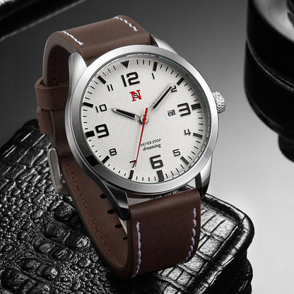 Orologio uomo calendario al quarzo cinturino in pelle