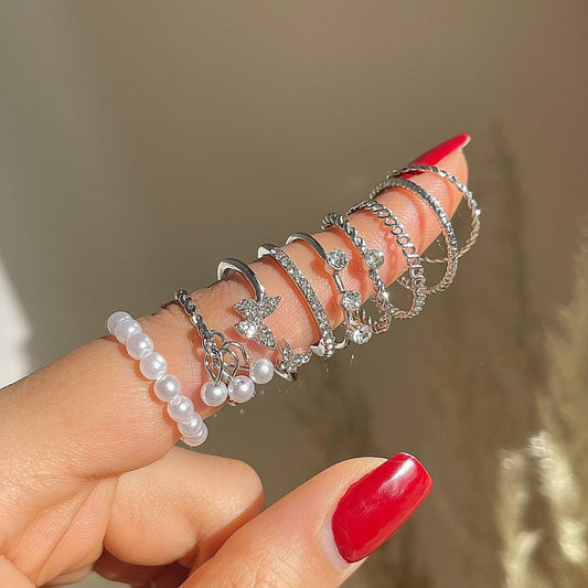 Anello farfalla perla con zirconi