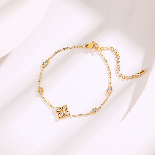 Bracciale fiore con zirconi