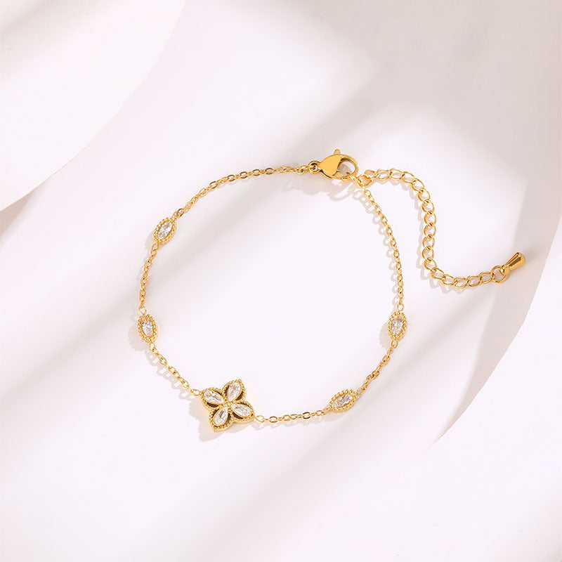 Bracciale fiore con zirconi