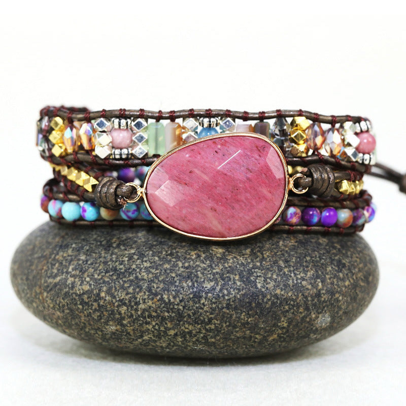 Bracciale intrecciato pietre naturali a mano