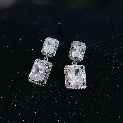 Orecchini geometrici quadrati zircone