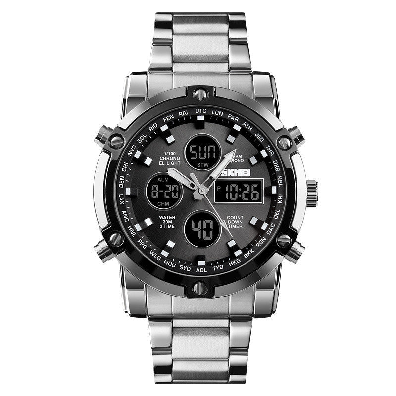 Orologio doppio display acciaio