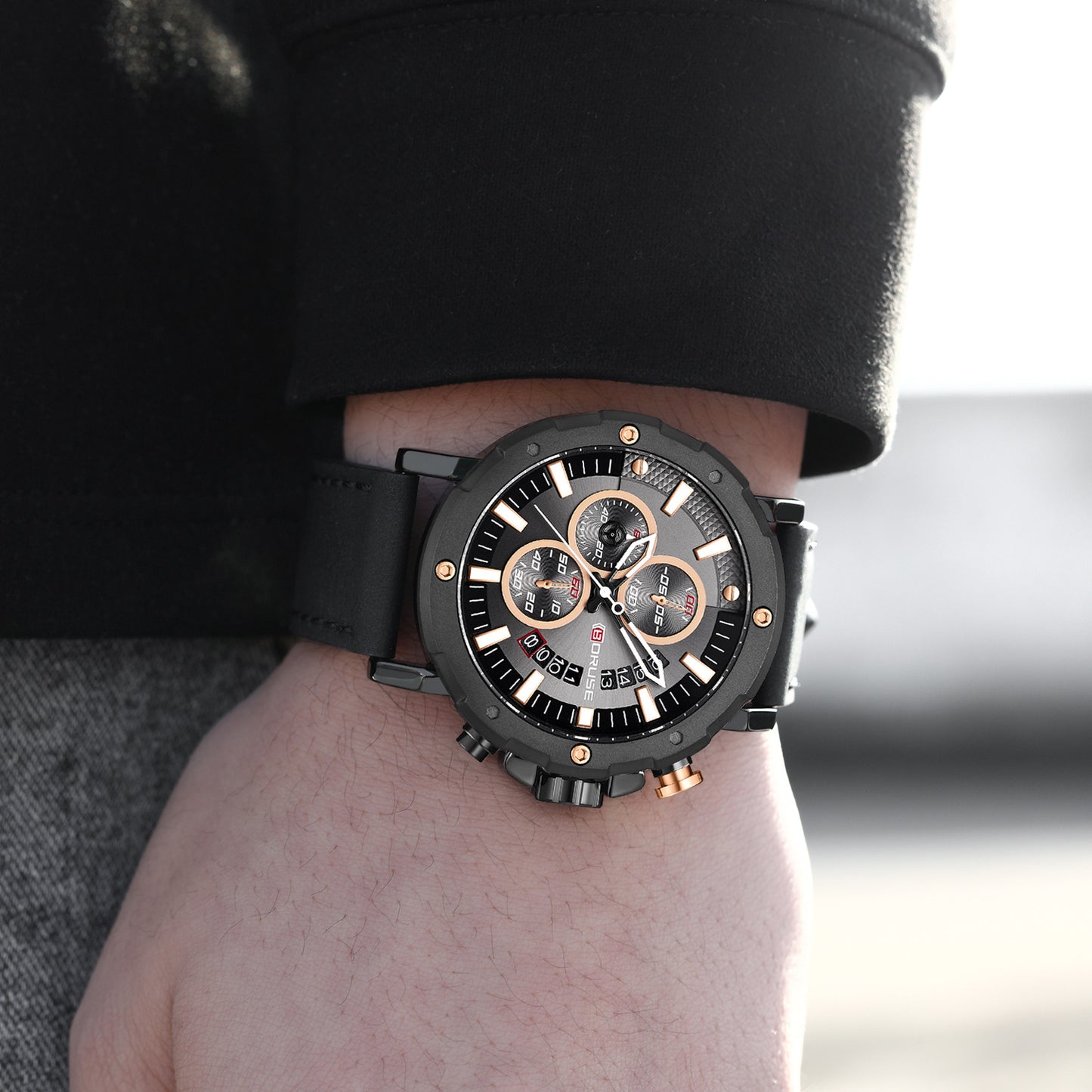 Orologio quarzo pelle impermeabile