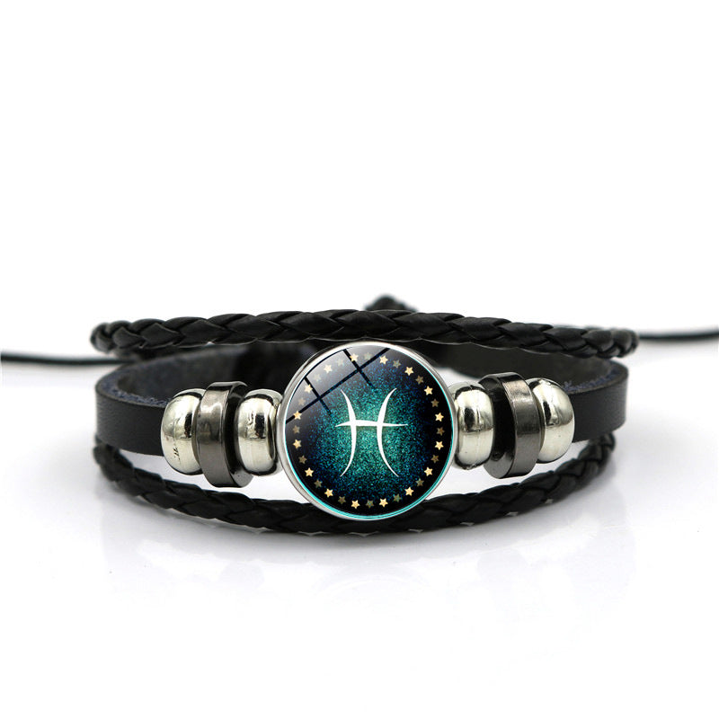 Braccialetto Pelle Intrecciata Zodiaco