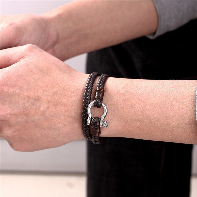 Bracciale pelle ancora